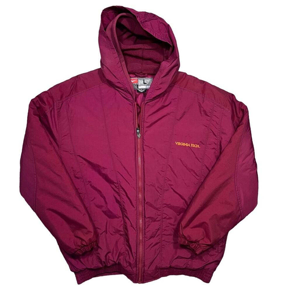 Nike Team Virginia Tech Logo Vintage Heavyweight Puffer Winter Jacket Mens Large